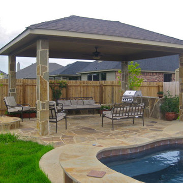 simple outdoor living layout with pool