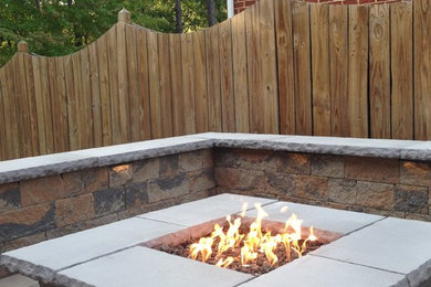 Inspiration for a small timeless backyard concrete paver patio remodel in Cincinnati with a fire pit and no cover