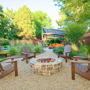 Trendy backyard patio photo in San Francisco with a fire pit
