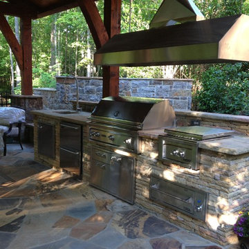South Charlotte Timber Frame and Water Feature
