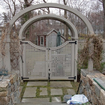 Square Lattice Fence & Scalloped Gate with Arbor
