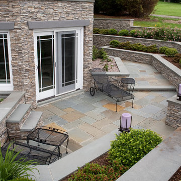 Stacked Stone Patio with Wrought Iron Patio Furniture