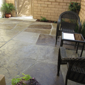 Stamped and colored concrete "imported stone" patio