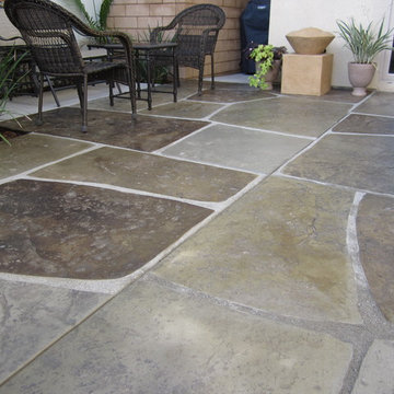Stamped and colored concrete "imported stone" patio