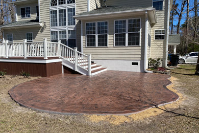 Stamped concrete patio and new composite deck