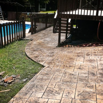 Stamped Concrete Sidewalk Entry to Pool
