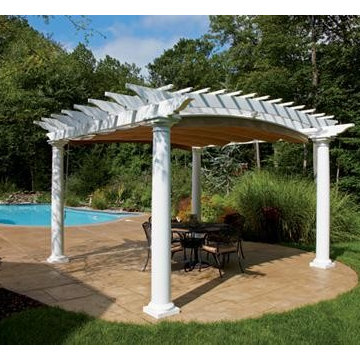 Standard Arched Poolside Pergola with Canopy Extended