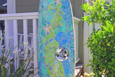 Outdoor patio shower - coastal outdoor patio shower idea in San Diego