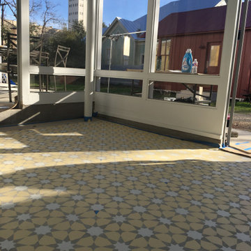 Stenciled Redondo Tile Floor over Concrete