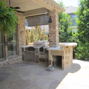 Stone BBQ build in kitchen in Frisco for small spaces