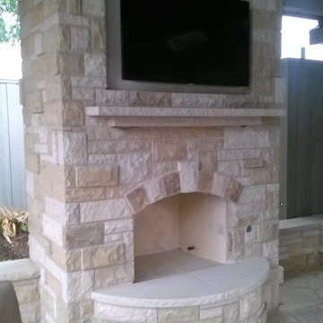 Stone Fireplace With TV