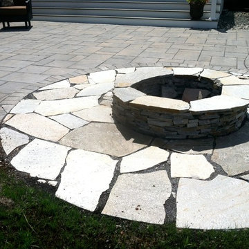 stone patio paver patio firepit