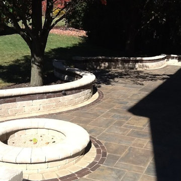 Stone patio with small firepit