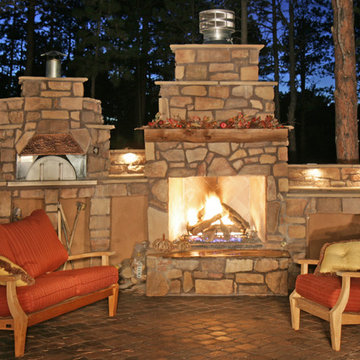 Stone Veneer Fireplace and Pizza Oven