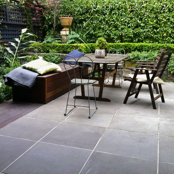 storage box bench in the courtyard