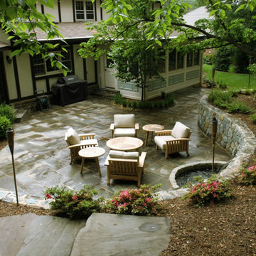 Sunken Flagstone Patio and Retaining Wall