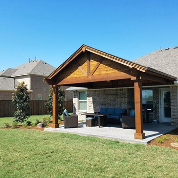 Sunnyvale - Full gabled patio cover with stamped concrete.
