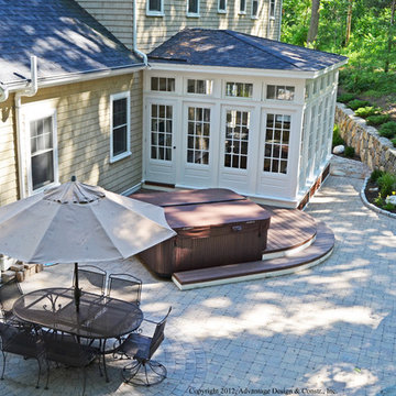 Sunroom with Stone Patio and Composite Deck