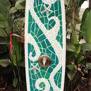 Surfboard shower, mosaic
