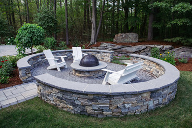 Sutton - patio, seating wall, and fire-pit