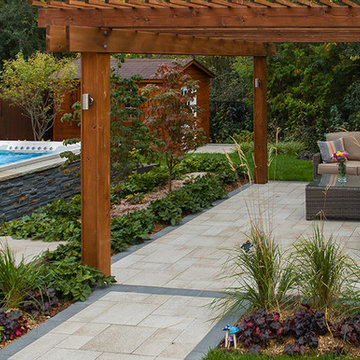 Swim Spa, Pergola, and Outdoor Living and Dining Areas