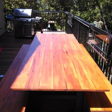 Teak outdoor table and benches