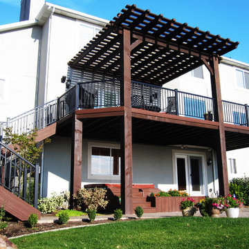 Timber Frame Deck, Stairs and Attached Pergola