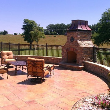TKS Large Paver Patio with Fireplace and Seatwalls