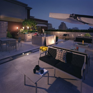 Foto di un grande patio o portico design dietro casa con pavimentazioni in cemento e nessuna copertura