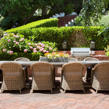 Traditional Brick Patio, Garden and Outdoor Dining