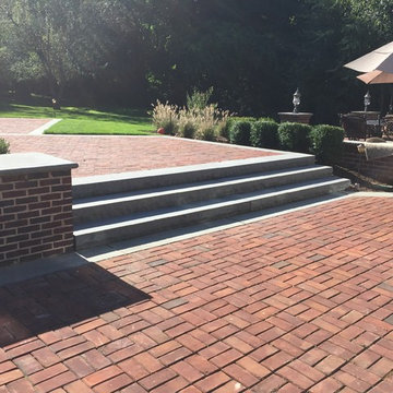 Traditional Brick Poolside Patio and Driveway