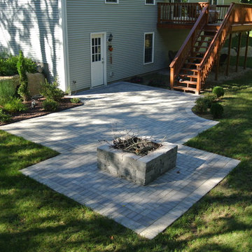 Traditional Herringbone Patio and Firepit