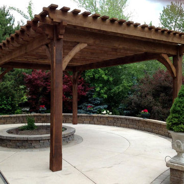 Traditional Home Adds Comfortable Timber Frame Pergola Shade