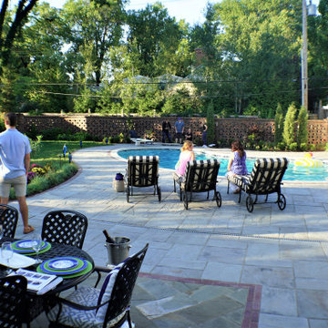 Traditional Pool, Kitchen, and Patio