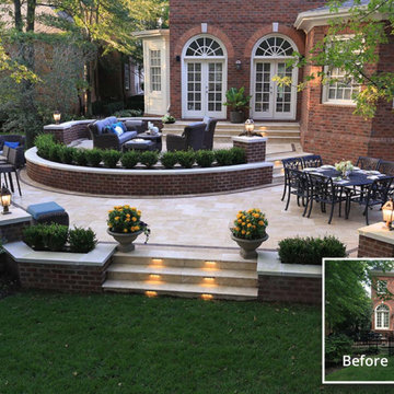 Traditional Travertine Patio in New Albany