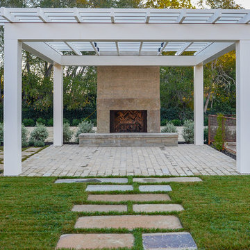 Transitional Custom Home - Outdoor Fireplace