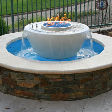 Travertine Patio and Water Feature