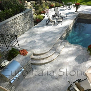Travertine Pool Deck & Coping - Argento Silver