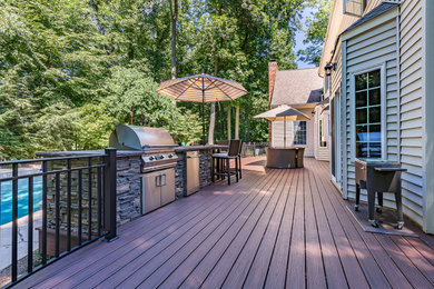 Deck - large transitional backyard deck idea in New York with no cover