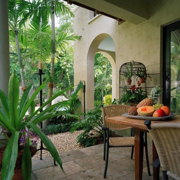 Tropical garden and pool area in a Miami residence.