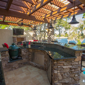 Tuscan Style Outdoor Living Space - Pergola