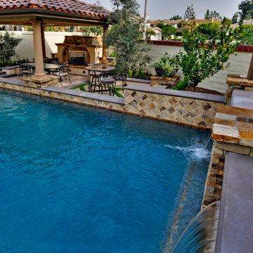 Pool Water Feature w/ Adjacent Sunken Seating Area