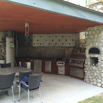 Ultra Modern Houston Outdoor Kitchen With Metal Roof
