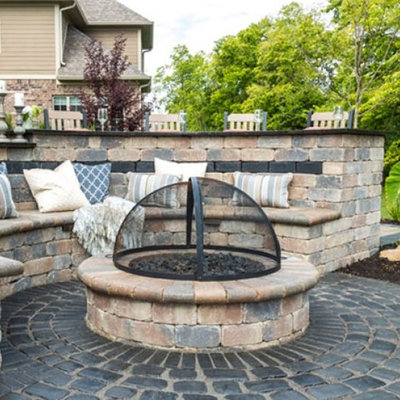 Inspiration for a contemporary backyard patio remodel with a fire pit and no cover