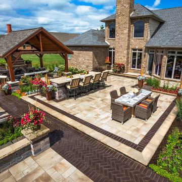 Unilock Umbriano patio with Legstone and Town Hall walkway accent