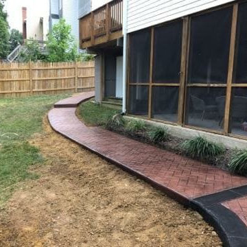 W-Stamped Concrete Patio, Walkway, Block Wall and Block Fire-Pit