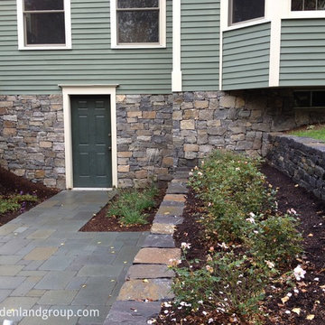 walk-out basement patio and retaining walls