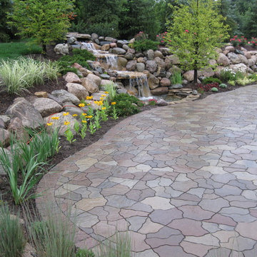 water fall and pond, flagstone paver