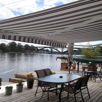 Waterside patio retractable awning