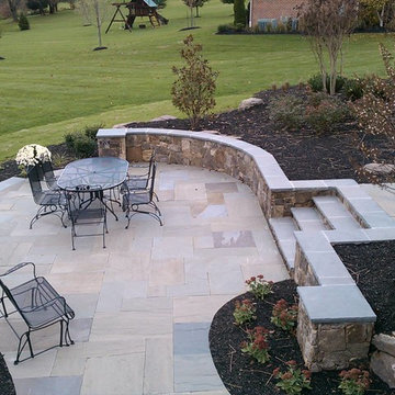 Western Maryland Wall Stone Retaining Wall with Flagstone Cap
